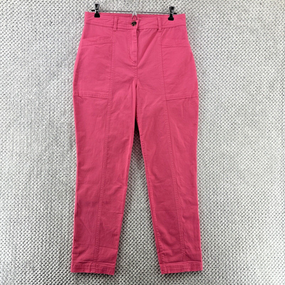 Boden Pants Women 6 Pink Curvy Trouser Slim Leg High Rise Patch Pocket Stretch - Picture 1 of 16